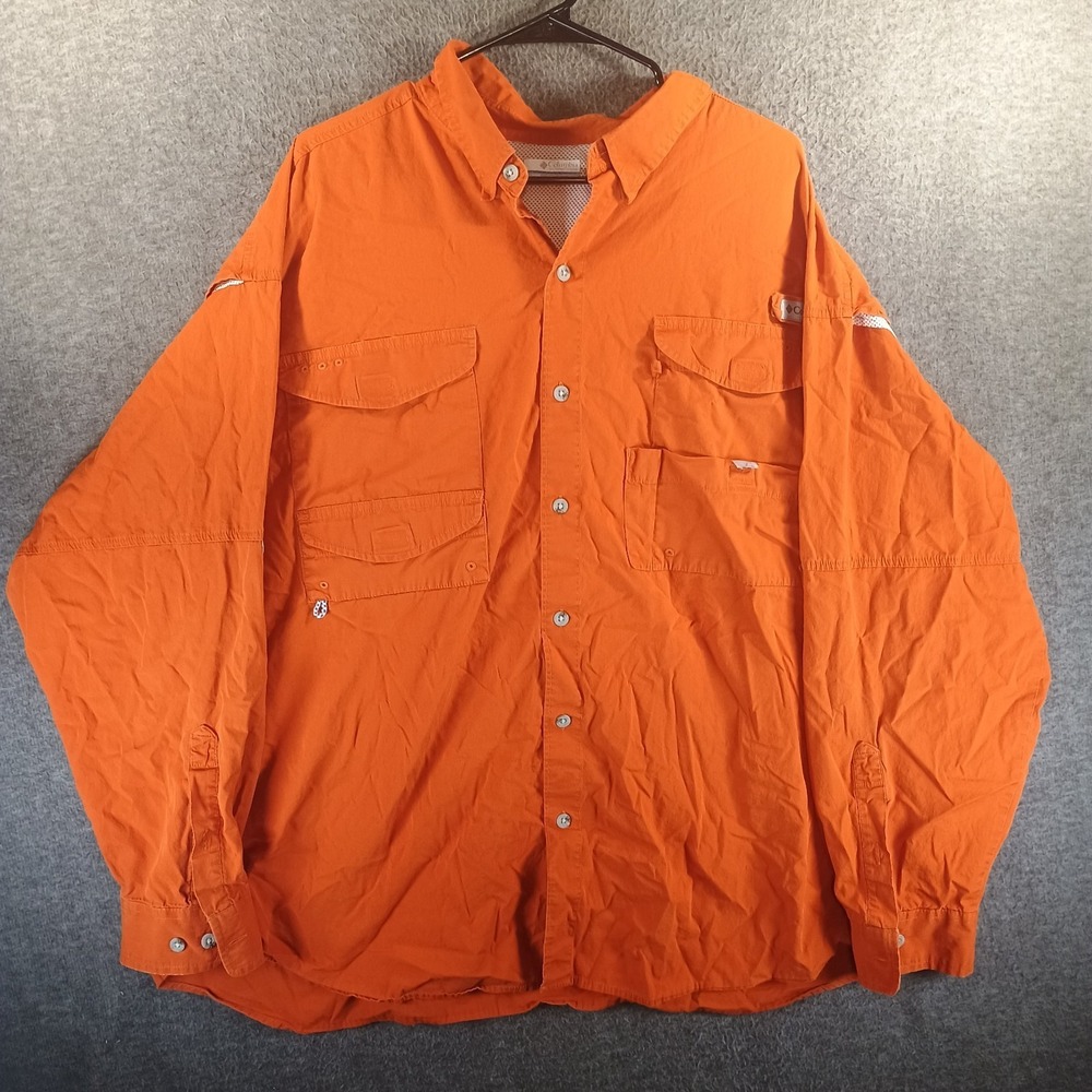 Columbia PFG Omni-Shade Shirt Men 3XL Big Long Sleeve Fishing Vented Orange